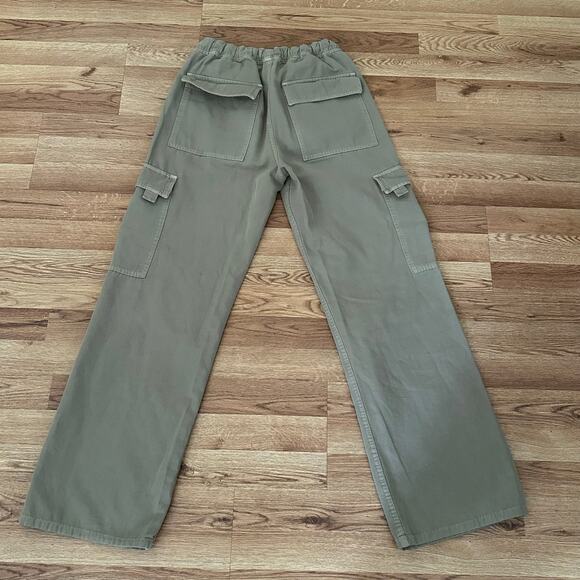 Zara Women Beige High Waist Wide Leg Cargo Pants Size 4 - Picture 2 of 7